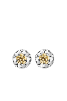 Floral Stud Earrings, 18k Yellow Gold & Sterling Silver